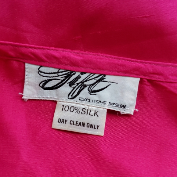 Boxy Hot Pink Silk Shirt - Picture 3 of 4